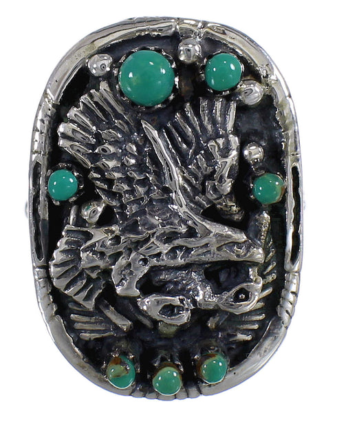 Southwest Sterling Silver Turquoise Eagle Ring Size 7 RX80491